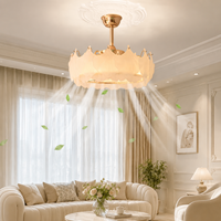 Ventilateur de plafond invisible avec pales en ABS, lampe LED française 6 vitesses, télécommande, pour chambre à coucher, décoration intérieure