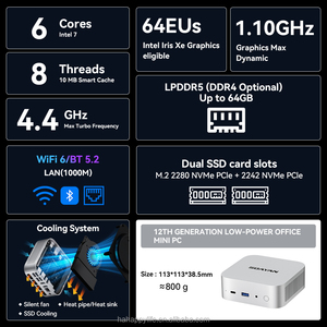 <span class=keywords><strong>Mini</strong></span> PC Intel i3 1215U <span class=keywords><strong>CPU</strong></span>, 12GB LPDDR5 RAM, M.2 SSD 512GB ROM, wifi6, LAN*1, bajo consumo de energía, TDP 15W, <span class=keywords><strong>Mini</strong></span> Ordenador con Windows 11 Pro, MQi14 - Product Image 5