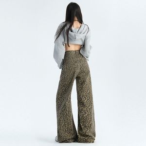 Diseño con estampado <span class=keywords><strong>de</strong></span> leopardo Sense American Cintura alta Adelgazante Versión estrecha <span class=keywords><strong>de</strong></span> piernas anchas Mop Pantalones casuales Mujeres - Product Image 3