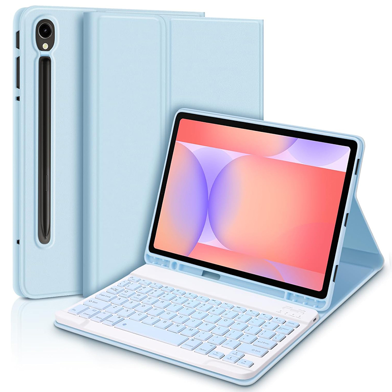Custodia blu ghiaccio+tastiera dello stesso colore