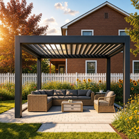 Pergola bioclimatique extérieure motorisée à lames orientables rétractables en aluminium, étanche, avec commande par application, éclairage LED pour balcon, jardin, terrasse