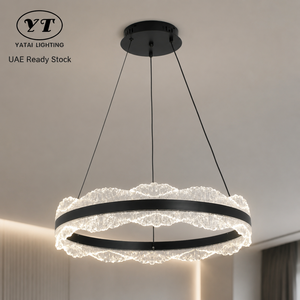 Lustre moderne en fer noir 60 cm LED tricolore à intensité variable avec télécommande et hauteur réglable pour la décoration intérieure de salle à manger - Product Image 1