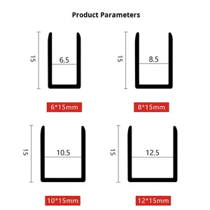 Profilé en U en alliage d'aluminium avec bande de bordure pour fente de verre 6*8*10*12mm Série 1000 Foshan - Product Image 5