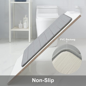 Water-absorbing Soft Polyester Custom Logo Modern Foot Mat Solid Color Non-slip PVC Reversible Cushioned Home Hotel Bathroom Mat - Product Image 3