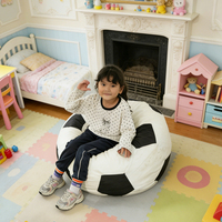 Canapé pouf pour enfants Football, compressé, sans structure, avec repose-pieds, en mousse éponge à grain rugueux, mobilier