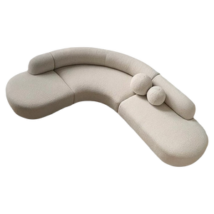 Divano color crema di lusso leggero stile italiano curvo angolo irregolare Wabi-Sabi per casa di grandi dimensioni - Product Image 5