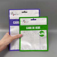 Sac d'emballage pour câble de téléphone personnalisé, imprimé, USB, données, fermeture éclair refermable, scellage à 3 côtés, plastique Mylar