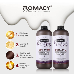 Romacy OEM 1000ml Mendukung Label Kustom Krim Pelurus Rambut Profesional Terbaik Kolagen Protein Keratin Murni Perawatan Rambut - Product Image 3