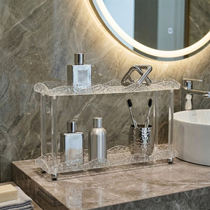 Acrylic Storage Rack 60X70cm 2 Tier Freestanding For Bathroom Cosmetics Personal Care Products - Product Image 3