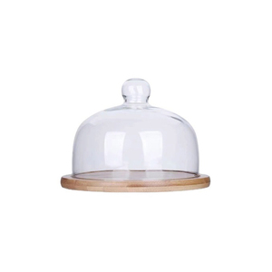 Grosir Kayu Bambu Kasar Dekoratif Kejutan Natal Kue Pernikahan Berdiri dengan Kubah Kaca - Product Image 1