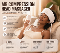 Casque de massage capillaire à pression d'air 6 zones avec chaleur et musique Bluetooth, bonnet de massage automatique rechargeable pour soulager le stress