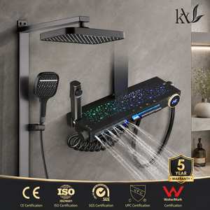 Système de douche thermostatique LED ciel étoilé en laiton massif H59 avec jets pluie, cascade et <span class=keywords><strong>massage</strong></span> pour projets hôteliers de luxe sur mesure - Product Image 1