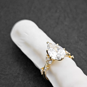 Anillo de Plata de Ley 925 con Baño de Oro de <span class=keywords><strong>18K</strong></span> de 2.5 Micras, con Moissanita en Forma de Pera, Color D, Claridad VVS, Certificación GRA, 4ct, para Mujer, Regalo de Aniversario - Product Image 2