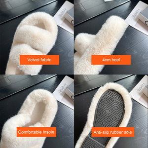 Pantoufles Grande Taille Antidérapantes Silencieuses Rehaussantes Douillettes pour Femme, à Plateforme en Fourrure, Bout Ouvert, pour Intérieur et Extérieur - Product Image 2