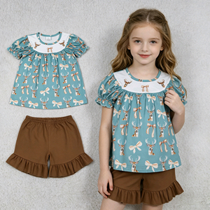 Conjuntos de Ropa para Niñas Pequeñas RTS Boutique Hunting Elk, Camuflaje, Pantalones Cortos, Lazos, Lindos Diseños de Verano, Conjuntos de Ropa para Niños - Product Image 3