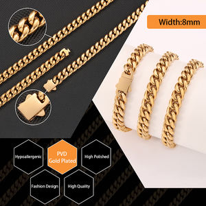 Tendance Hardcore Métal Hip Hop Hommes Chunky Bracelet De Luxe 18K Plaqué Or En Acier Inoxydable Cubain Chaîne Bracelet pour Hommes - Product Image 3