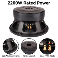 Subwoofer professionnel 15 pouces 2200W RMS, haut-parleur PA haute puissance, bobine vocale 152mm, double aimant 300mm pour sonorisation de scène et de club
