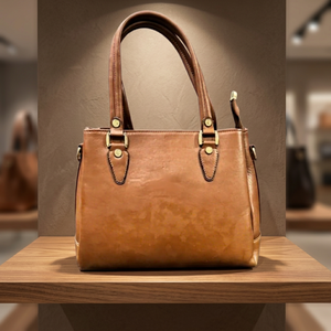 Pochette de luxe imperméable en cuir véritable pour femme avec bandoulière amovible, design pliable, fermeture éclair, légère, 3L+ grande capacité - Product Image 1