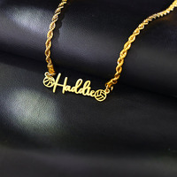Collier en acier inoxydable avec pendentif prénom, chaîne à maillons corde style Hip Hop, bijou mignon pour femme, vente en gros
