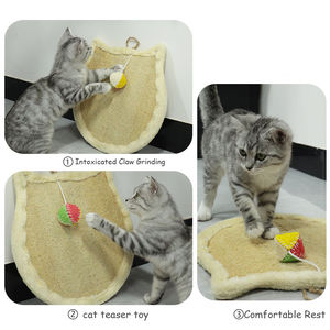 Support mural durable pour griffoir à chat en loofah avec jouet à gratter et balle, jouet vertical pour animaux de compagnie - Product Image 2