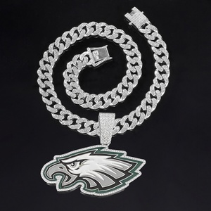 Colliers pendentifs de championnat des Philadelphia Eagles en gros, plaqués or/argent, avec chaîne cubaine, pour cadeaux - Product Image 3