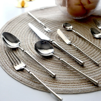 Ensemble de couverts de luxe en acier inoxydable 18/8 argenté brillant, couteau, cuillère, fourchette, baguettes, compatible lave-vaisselle