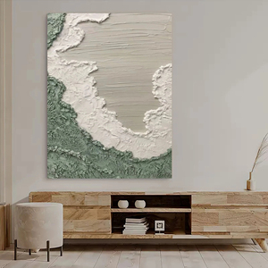 Green Seascape Hand painted <b>Framed</b> Wall Arts <b>Large</b> Canvas Abstract Oil Painting Indoor home decor gift for housewarming - Product Image 5