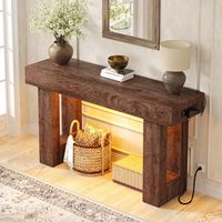 Table console extensible moderne XinFeng en pin massif écologique avec éclairage à capteur pour salon et appartement