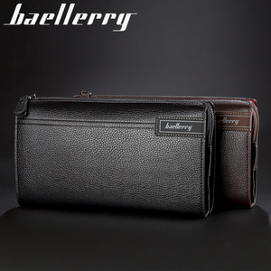 Bolso de mano para hombre, de piel sintética, multifuncional, con cremallera, color sólido, para uso diario, marrón, negro - Product Image 3