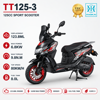 Scooter urbain 125cc, moteur refroidi par air, EFI, démarrage sans clé, vitesse maximale de 80 km/h, frein à disque avant et arrière, homologué EURO 5 EEC