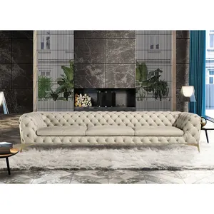 Sofá de tres plazas con botones, mueble moderno italiano de lujo, canapé de cuero, para sala de estar