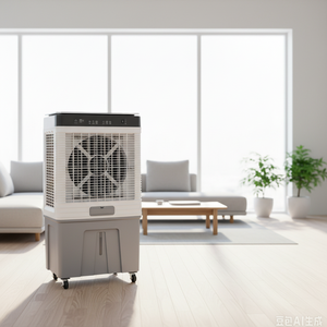 Ventilador de enfriamiento evaporativo con energía solar y batería/USB integrada para interiores, compatible con baterías de plomo-ácido y litio. - Product Image 5