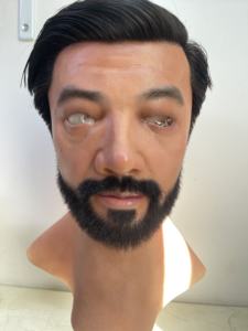 Masque en silicone simulé de peau foncée avec cheveux et barbe masque de déguisement de Cosplay à tête complète pour accessoires de performance de fête d'Halloween - Product Image 5