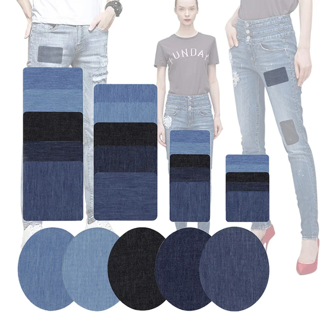 Denim Iron-on Jean Patches Self Adhesive Cotton Blue Repair Patch for DIY Denim Jeans Clothing Repair Jacket Decor