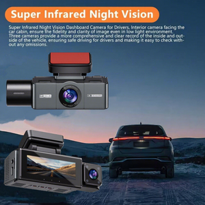 3 İnç Sürüş Kaydedici Araç Kamerası 3 Kameralı 4K Ön 2K İç 2K Geri Görüş Kamerası Araç Güvenlik Kamerası Döngü Kayıtlı Kamera Fabrikası - Product Image 4