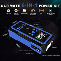 Q8 Tout-en-un 12V 16000mAh 1600A Démarreur d'urgence, Pompe à air 150PSI, Chargeur PD 65W et Moniteur de pression des pneus pour voitures compactes/motos