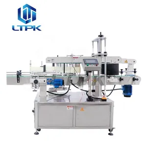 Automatic flat square oval bottles double sides adhesive sticker pasting labeling machine for shampoo detergent lubricating oil