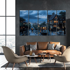 Conjunto de 5 Cuadros Decorativos en Lienzo con Paisajes de Estambul, Estilo Art Deco, Paisajes Turcos para Colgar - Product Image 3