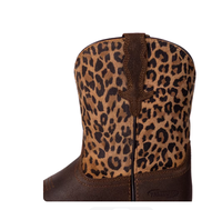 Bottes de cowboy vintage à tige courte, fabriquées sur mesure par le fabricant, en cuir véritable pour enfants, imprimé léopard, cousues à la main et brodées