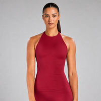 Débardeur de yoga pour femme effet seconde peau, col licou, sans manches, à double bretelle réglable avec boucle, séchage rapide, pour la gym et le quotidien