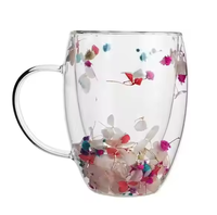 Tasses à thé en verre anti-brûlure à double paroi en borosilicate haute tasse de fleurs séchées 250ml 350ml