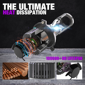 X-7SEVEN lumino H4 mini <span class=keywords><strong>LED</strong></span> ống kính máy chiếu đèn pha Bóng đèn 85 Wát <span class=keywords><strong>8500</strong></span> <span class=keywords><strong>lumens</strong></span> trang bị thêm cao thấp chùm H4 đèn pha bóng đèn cho xe ô tô - Product Image 5