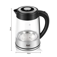 Bouilloire électrique en verre pour cuisine électrique 2L avec lumière LED