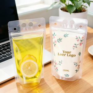 Sac Ziplock Transparent en PE à Poignée, Idéal pour Boissons de Fête, avec <span class=keywords><strong>Paille</strong></span>, pour Aliments, Café, Lait Liquide, Jus - Grande <span class=keywords><strong>Vente</strong></span> - Product Image 3