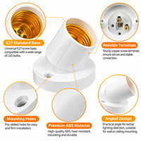 Douille d'ampoule E27 blanche inclinée AC85-265V, support à vis pour ampoule LED, montage mural ou au plafond pour éclairage domestique et commercial, installation simple