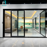 Porte coulissante double en aluminium à ouverture flexible pour grand balcon, entrée et passage design