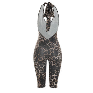 Viviblook J26JP064 Mono de verano para mujer, sexy, ajustado, sin espalda, con estampado de leopardo, mono de una pieza para discoteca - Product Image 6