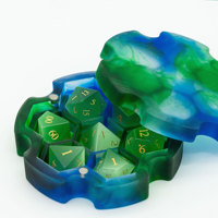 Boîte et support pour dés en résine polyédriques, diamètre 95 mm, hauteur 30 mm, pour RPG Dungeons and Dragons, affichage de logo personnalisé uniquement