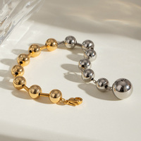 Bracelet classique en acier inoxydable à perles rondes, résistant à l'usure, hypoallergénique, vintage, accessoires de mode unisexes de qualité supérieure