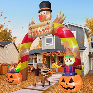Arche gonflable de 3,6 m en forme de dinde pour Thanksgiving avec éclairage LED, décoration extérieure gonflable pour la récolte d'automne et la fête de Thanksgiving - Product Image 5